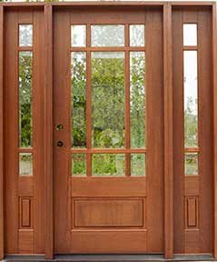 Mahogany Prairie Door with Sidelites