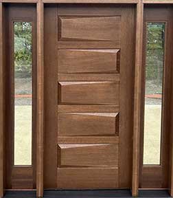 Mahogany Matrix 5 Panel Door with 2 Clear Sidelights