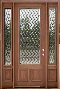 Mahogany Door with Chateau Glass and Sidelites