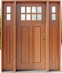 Solid Mahogany Craftsman Door with Clear Beveled Glass